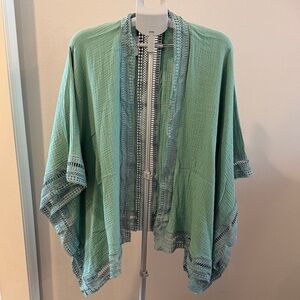 DAVI & DANI Teal Crochet Kimono